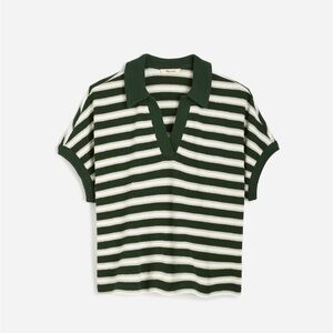 Madewell Relaxed V-Neck Polo Shirt in Stripe